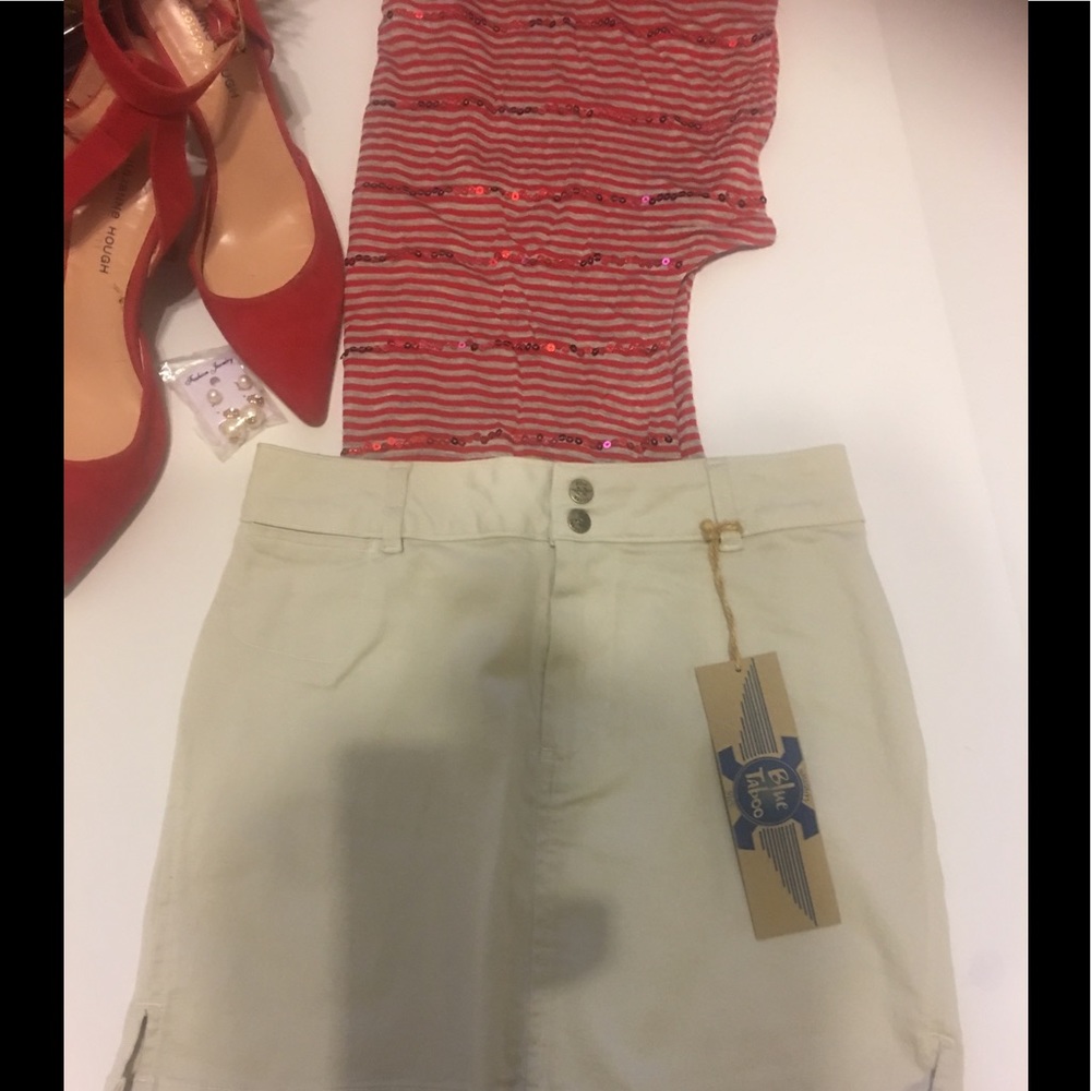 Beige Cargo Style Skirt Blue Taboo